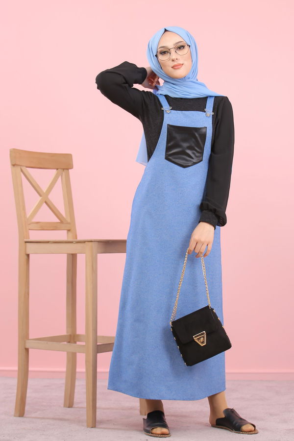 3006 Askılı Elbise Mavi - 3006