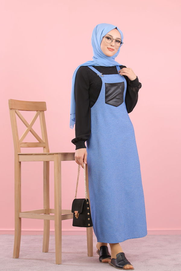 3006 Askılı Elbise Mavi - 3006