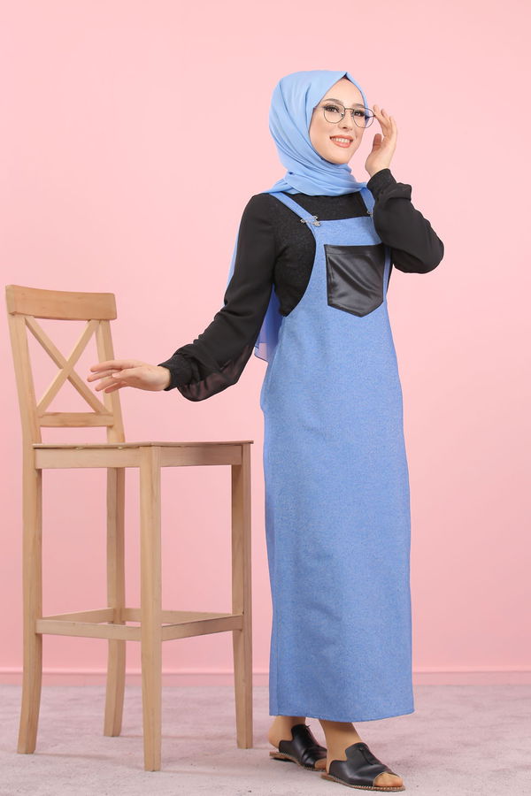 3006 Askılı Elbise Mavi - 3006