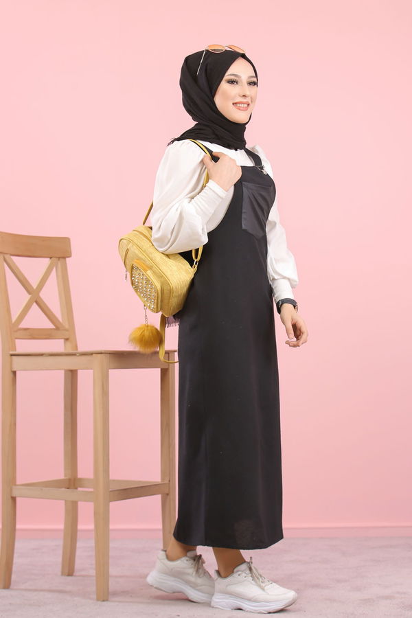 3006 Askılı Elbise Siyah - 3006