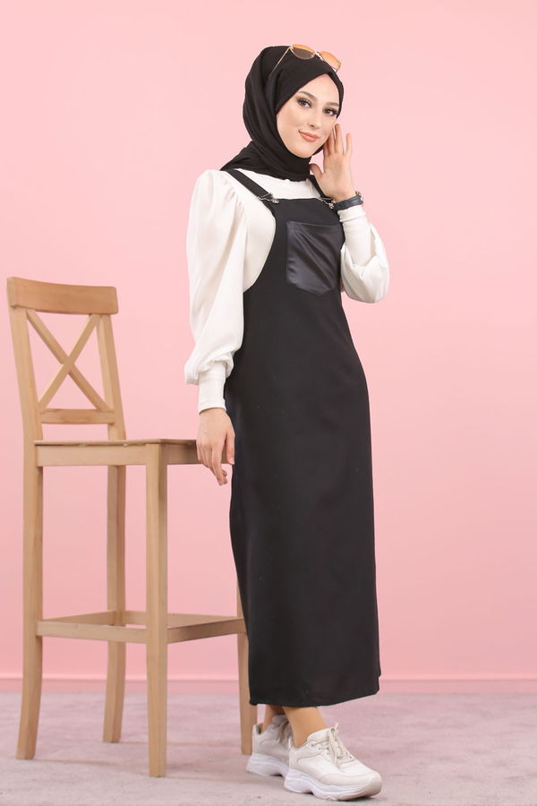 3006 Askılı Elbise Siyah - 3006