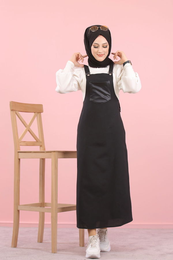 3006 Askılı Elbise Siyah - 3006