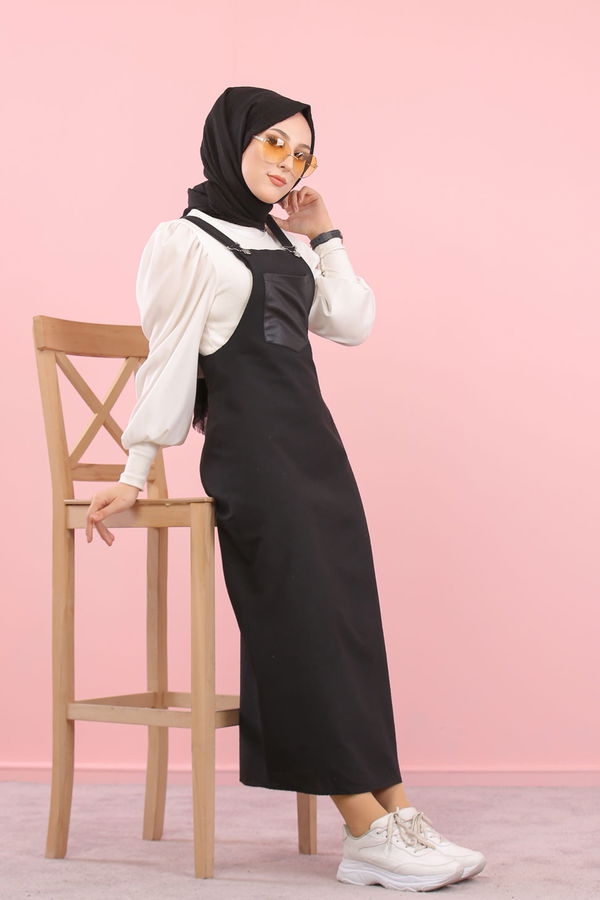 3006 Askılı Elbise Siyah - 3006