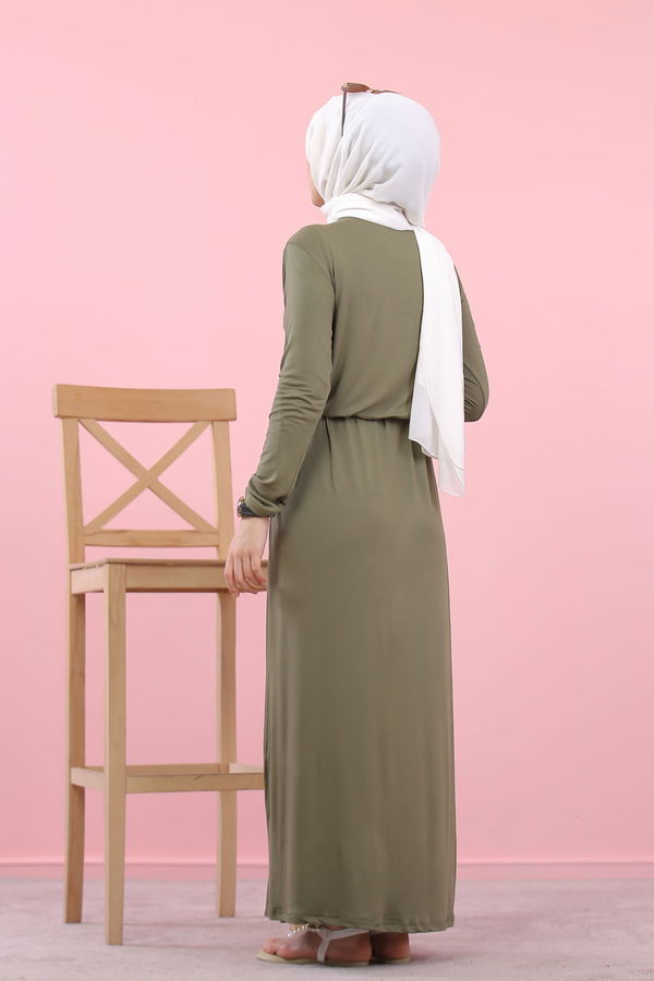 5253 BASKILI ELBiSE Haki - 5253