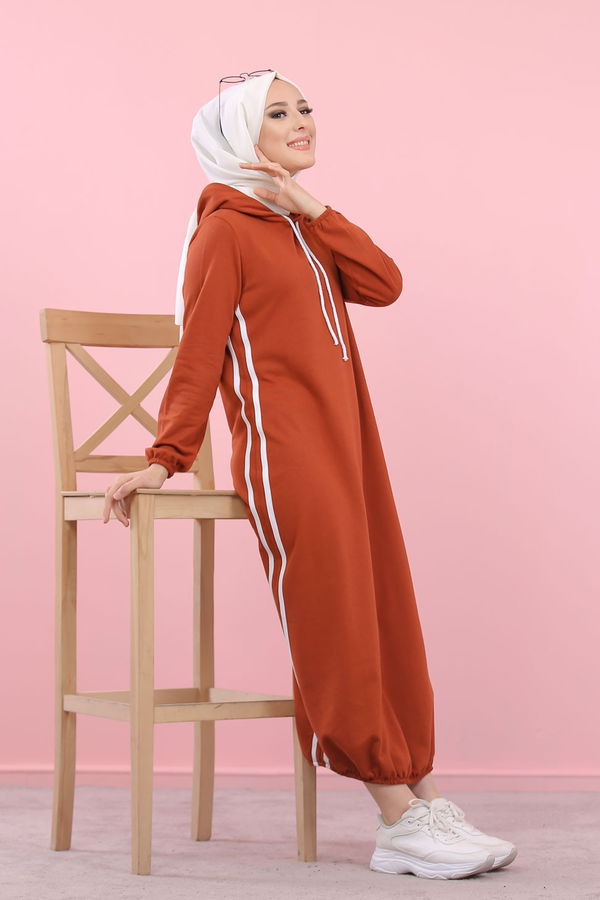 KAPSONLU ELBISE Kiremit - 5257 KİREMİT