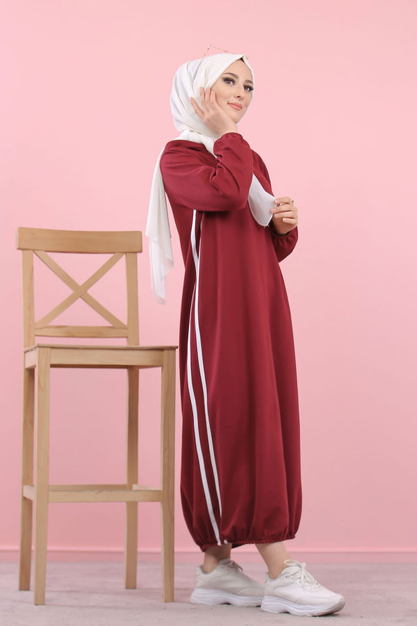 KAPSONLU ELBISE Bordo - 5257
