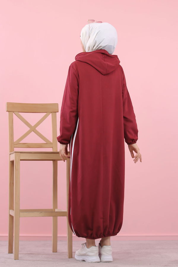KAPSONLU ELBISE Bordo - 5257