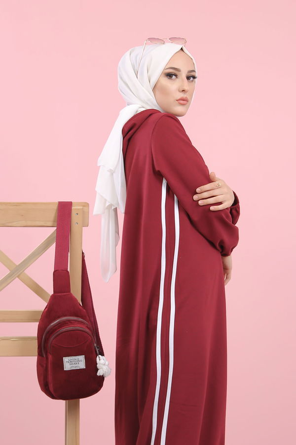 KAPSONLU ELBISE Bordo - 5257