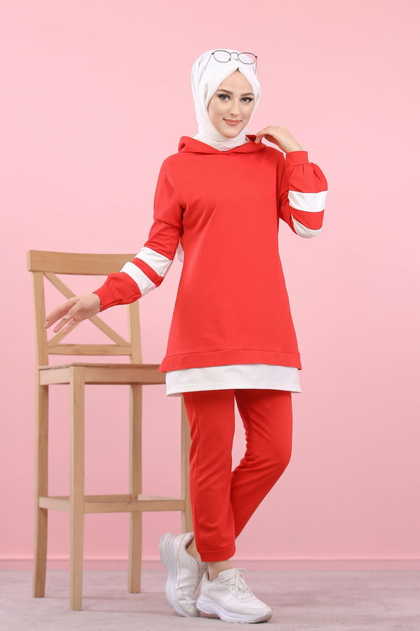 8389 TUNİK PANTOLON Kırmızı - 8389
