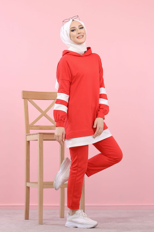 8389 TUNİK PANTOLON Kırmızı - 8389