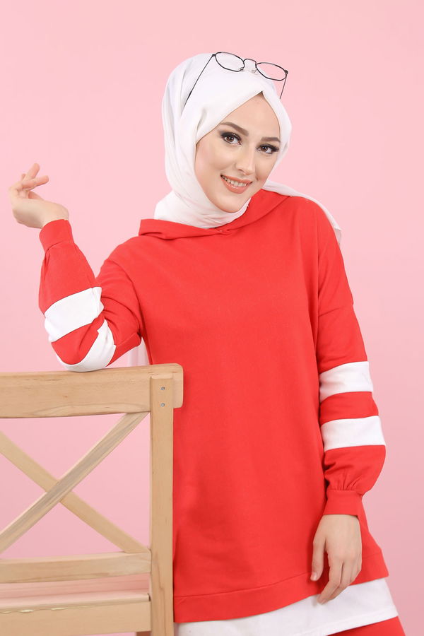 8389 TUNİK PANTOLON Kırmızı - 8389
