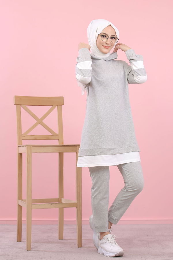 8389 TUNİK PANTOLON Gri - 8389 GRİ