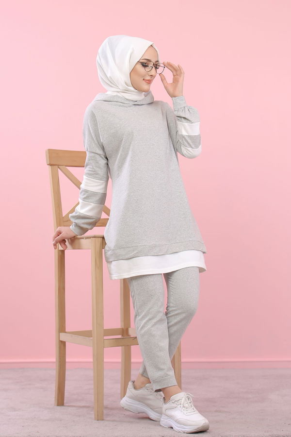 8389 TUNİK PANTOLON Gri - 8389 GRİ