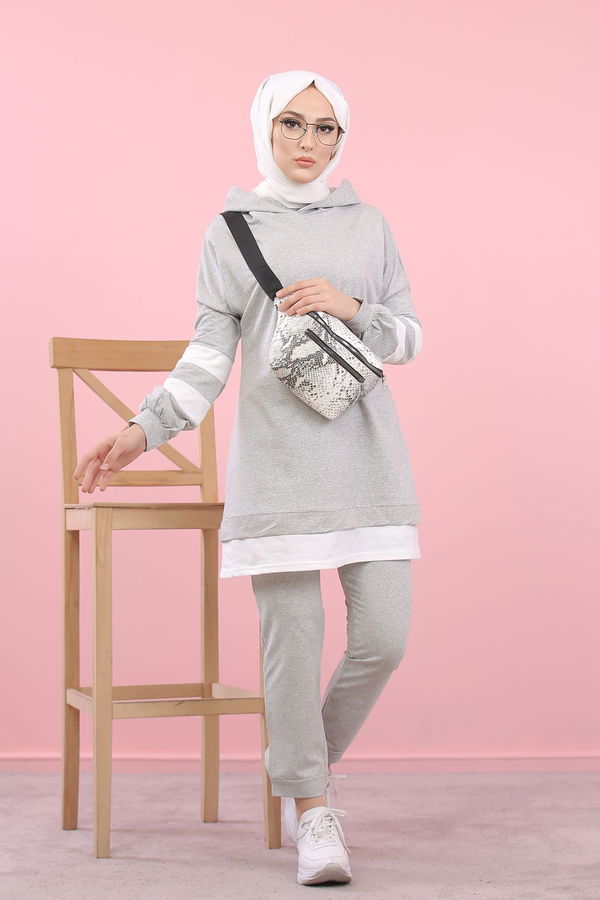 8389 TUNİK PANTOLON Gri - 8389 GRİ