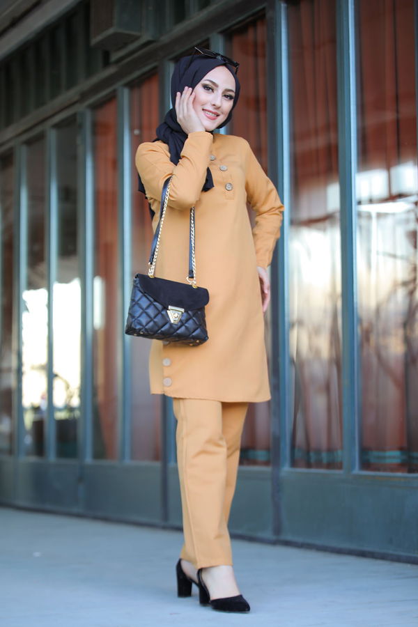 Tunik Pantolon Sarı - 8432 Sarı