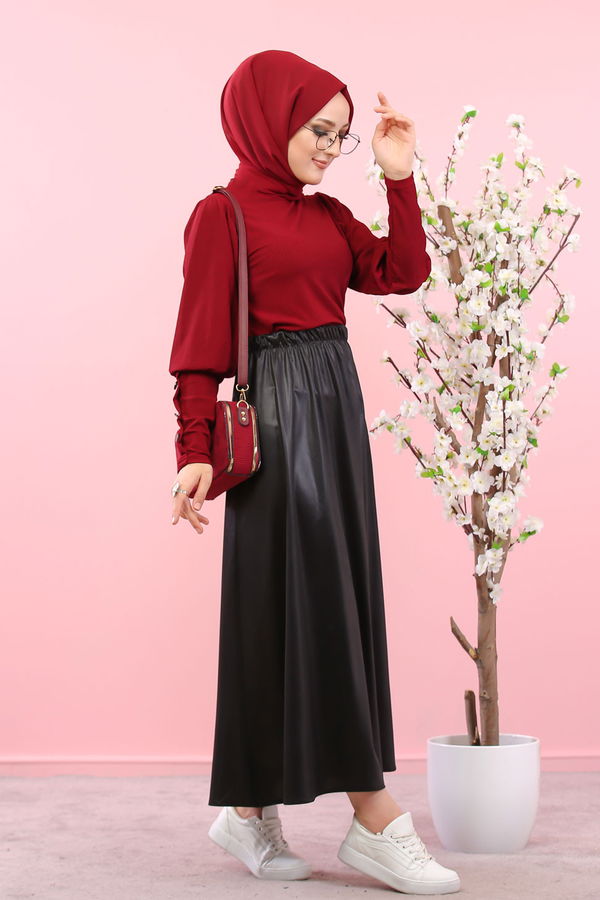 3019 ETEK BLUZ KOMBİN Bordo - 3019 BORDO