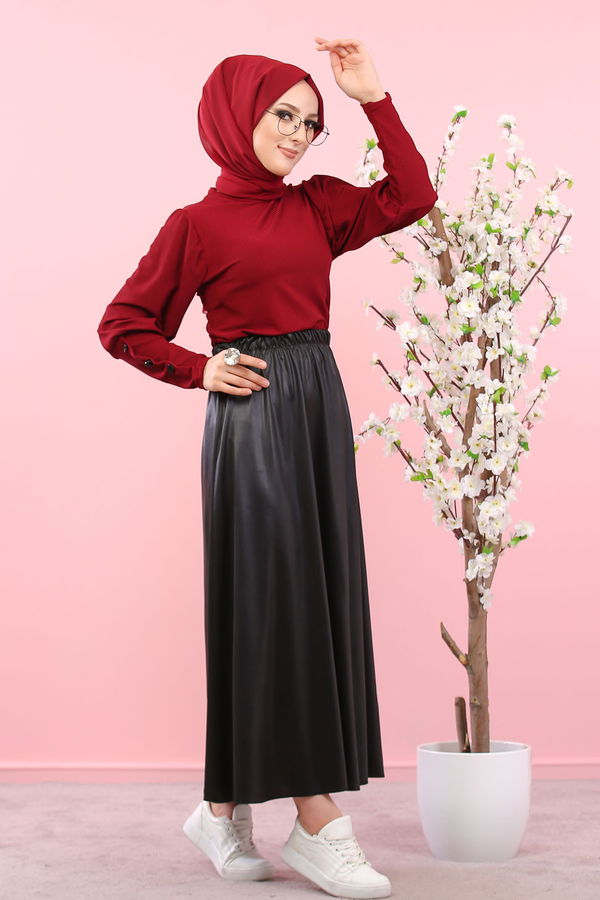 3019 ETEK BLUZ KOMBİN Bordo - 3019 BORDO