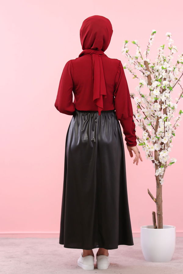 3019 ETEK BLUZ KOMBİN Bordo - 3019 BORDO