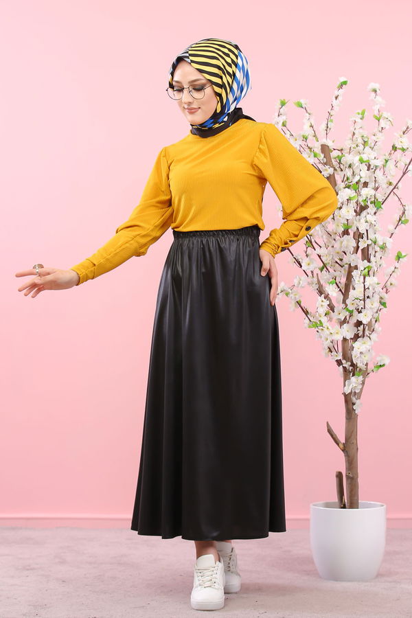 3019 ETEK BLUZ KOMBİN Sarı - 3019
