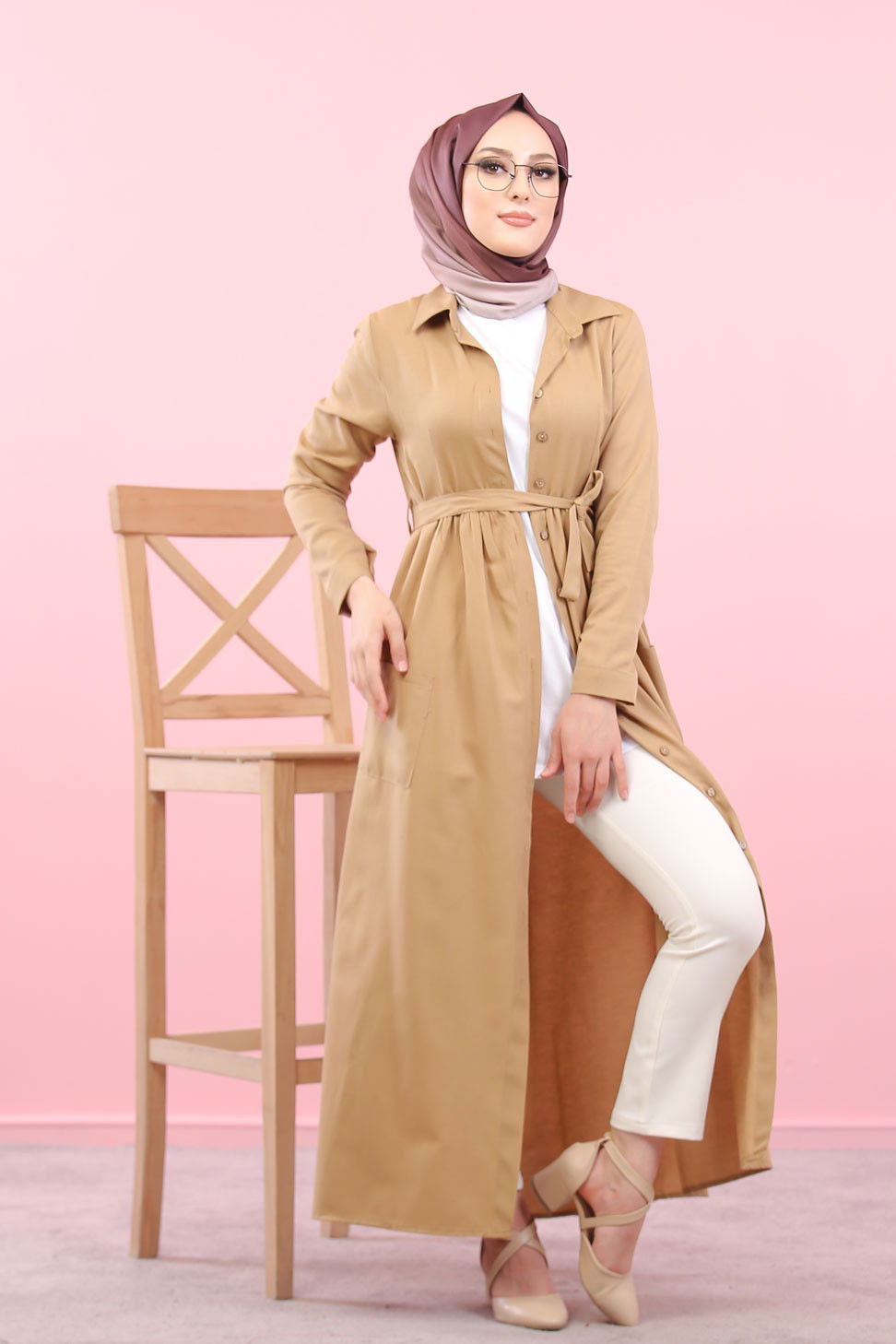 8368 ŞAMRE ELBİSE Vizon - 8368