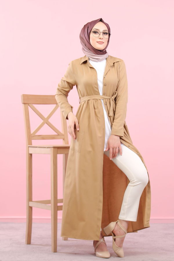 8368 ŞAMRE ELBİSE Vizon - 8368