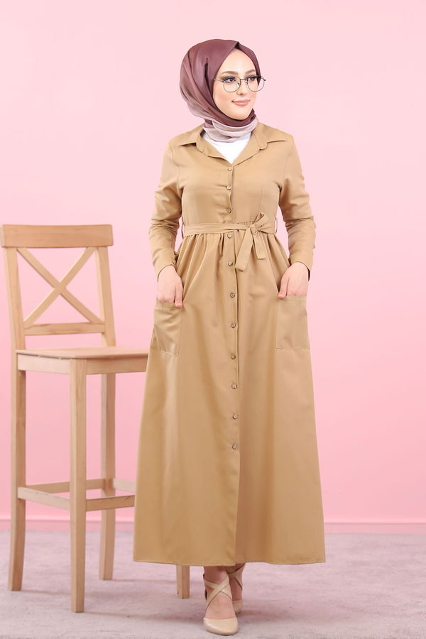8368 ŞAMRE ELBİSE Vizon - 8368
