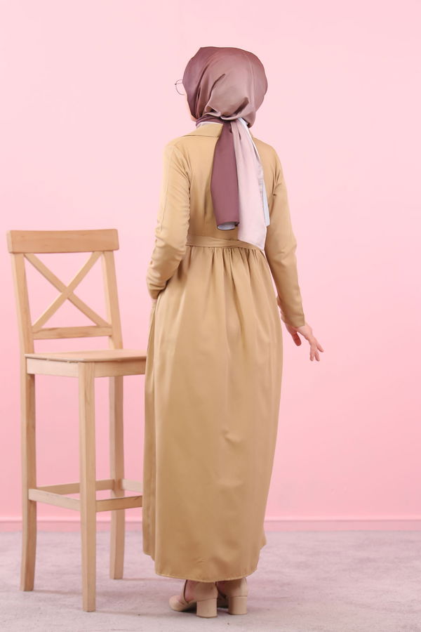 8368 ŞAMRE ELBİSE Vizon - 8368