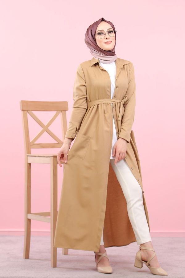 8368 ŞAMRE ELBİSE Vizon - 8368