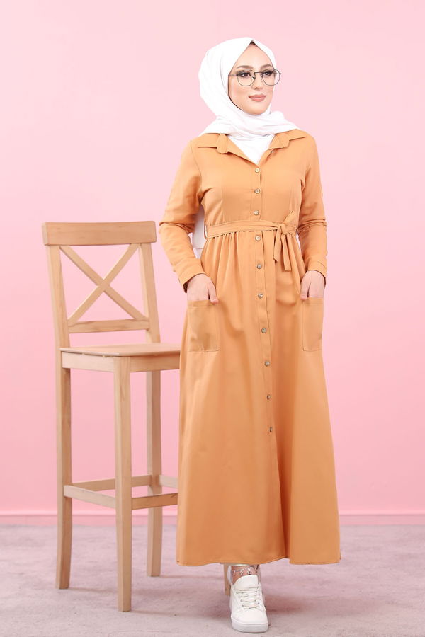 8368 ŞAMRE ELBİSE Sarı - 8368