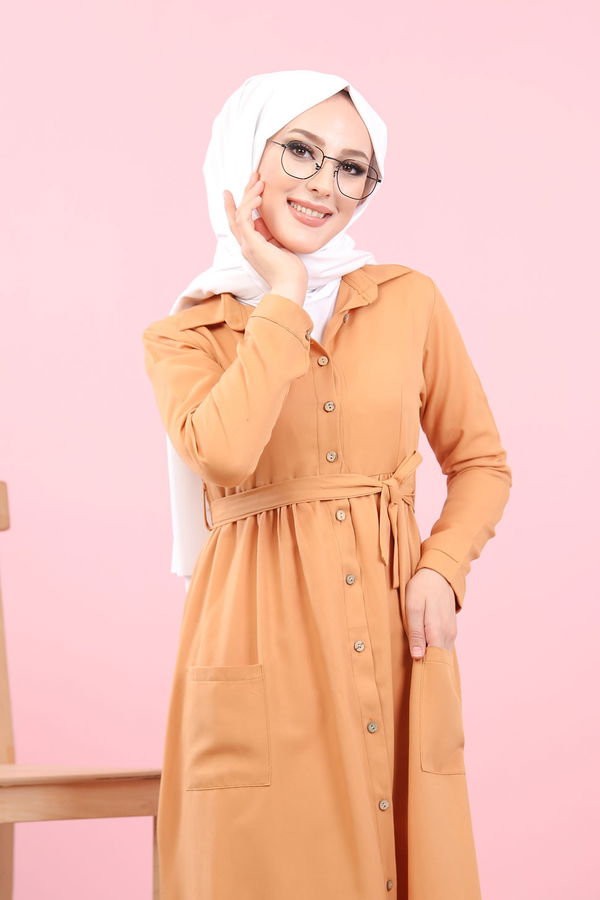 8368 ŞAMRE ELBİSE Sarı - 8368