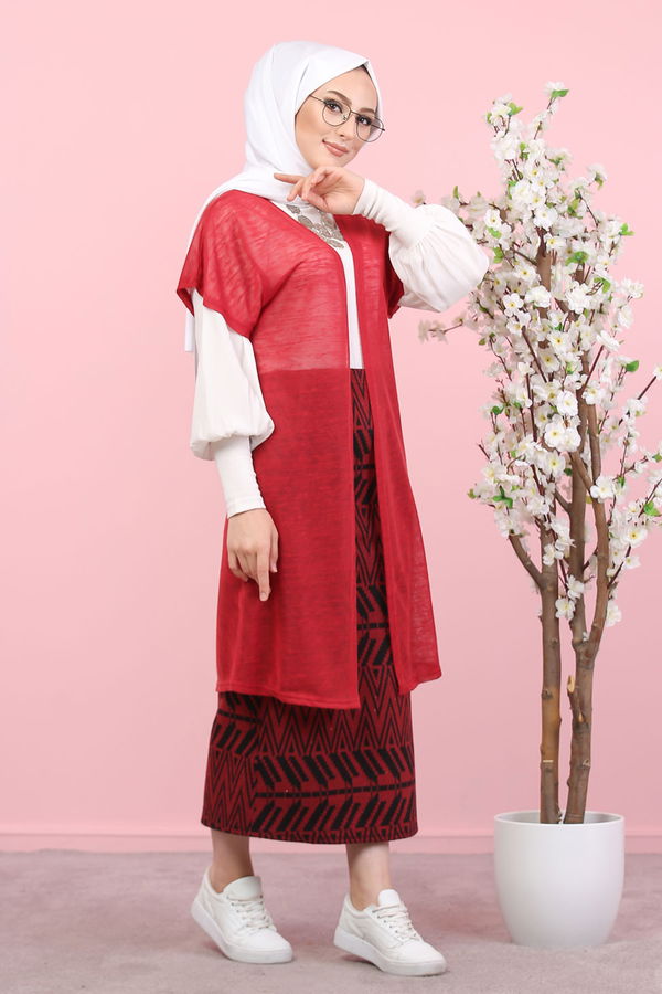 Yelek Etek Kombin Bordo - 8266 Bordo - 8266 BORDO