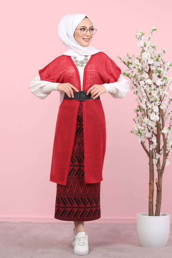 Yelek Etek Kombin Bordo - 8266 Bordo - 8266 BORDO