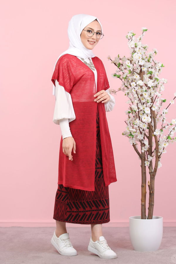 Yelek Etek Kombin Bordo - 8266 Bordo - 8266 BORDO