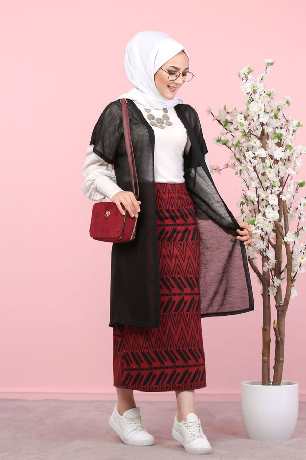 Yelek Etek Kombin  Siyah - 8266