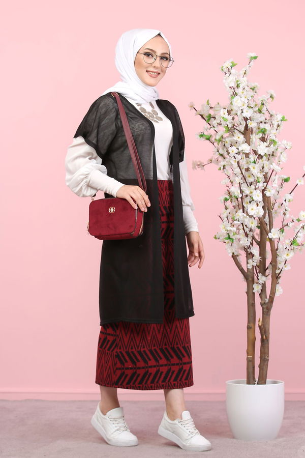 Yelek Etek Kombin  Siyah - 8266