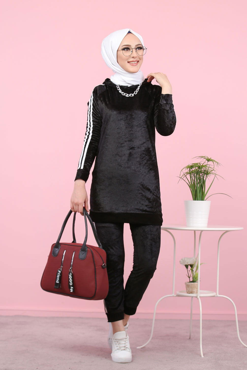 Kadife Tunik Pantolon Siyah  Siyah - 8187