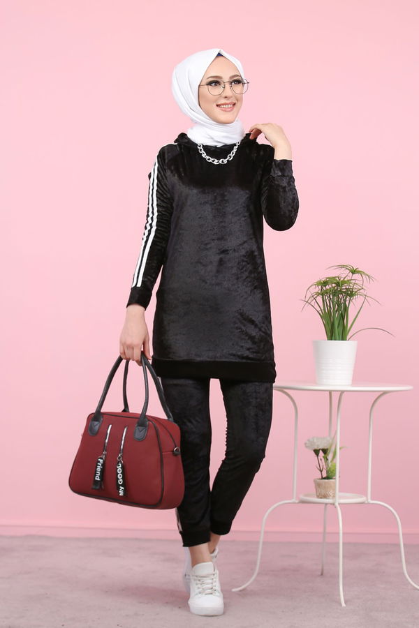 Kadife Tunik Pantolon Siyah  Siyah - 8187