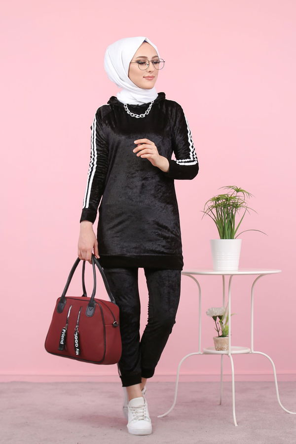 Kadife Tunik Pantolon Siyah  Siyah - 8187