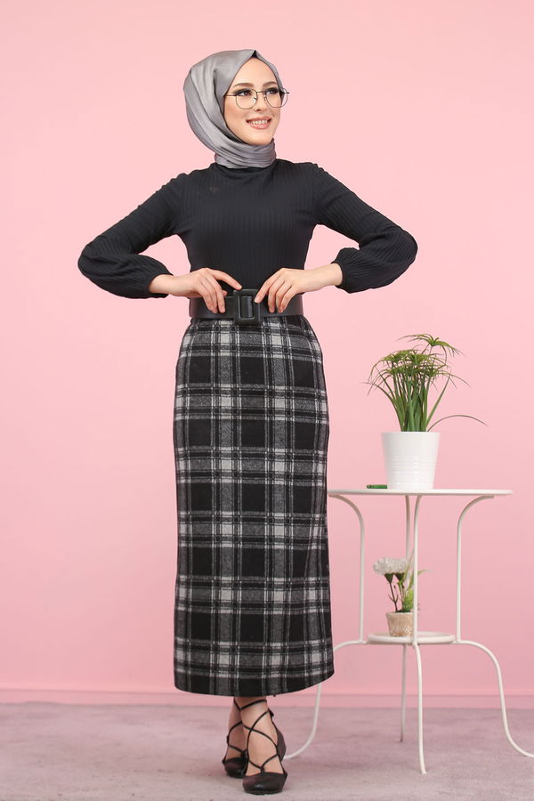 8329 BLUZ ETEK KOMBİN Siyah - 8329