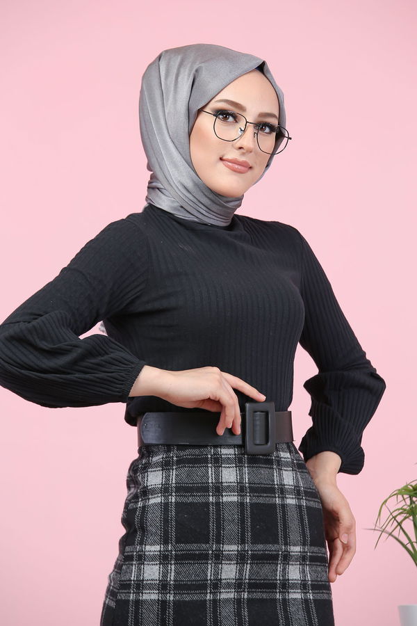 8329 BLUZ ETEK KOMBİN Siyah - 8329