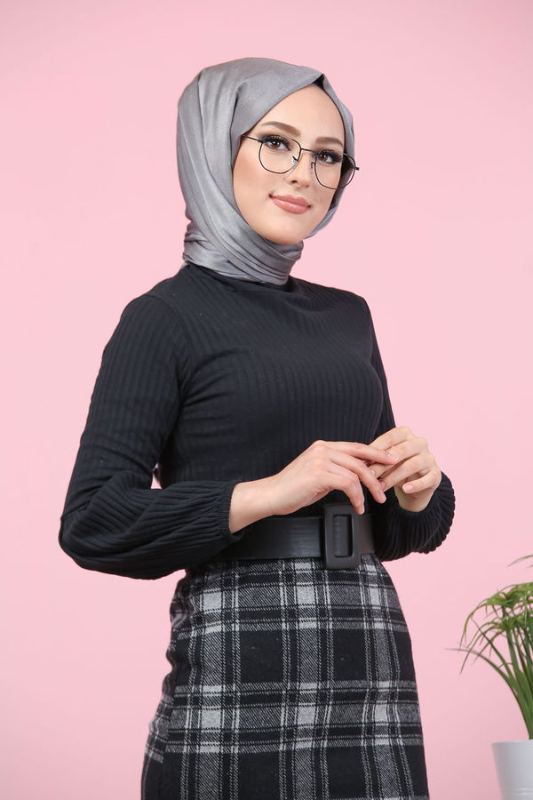 8329 BLUZ ETEK KOMBİN Siyah - 8329