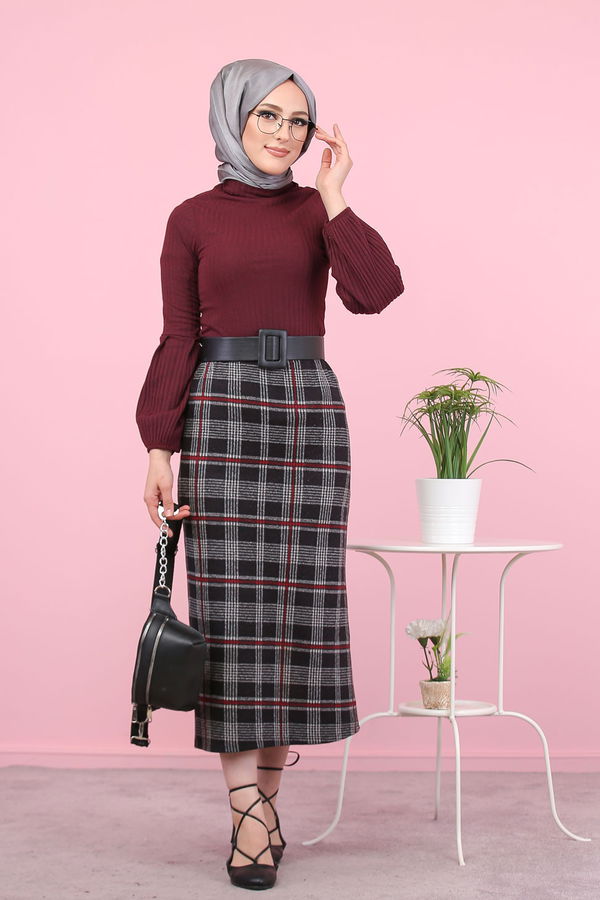 8329 BLUZ ETEK KOMBİN Siyah - 8329
