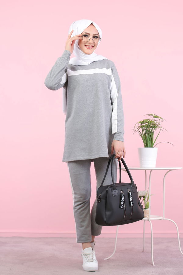 8399 TUNİK PANTOLON Gri - 8399 GRİ
