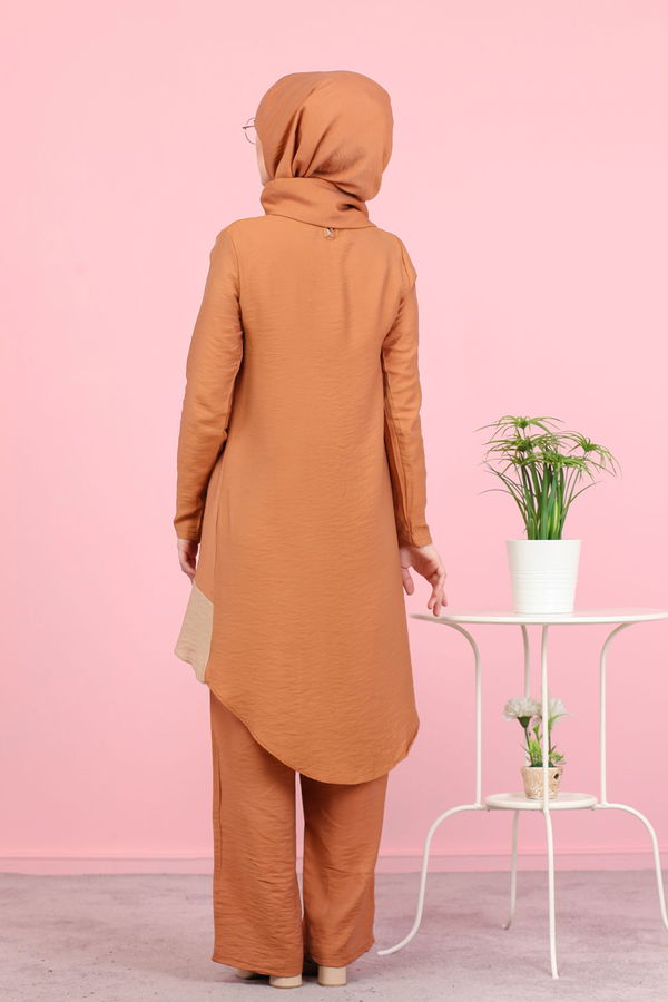 3043 TUNİK PANTOLON ŞAL Kiremit - 3043