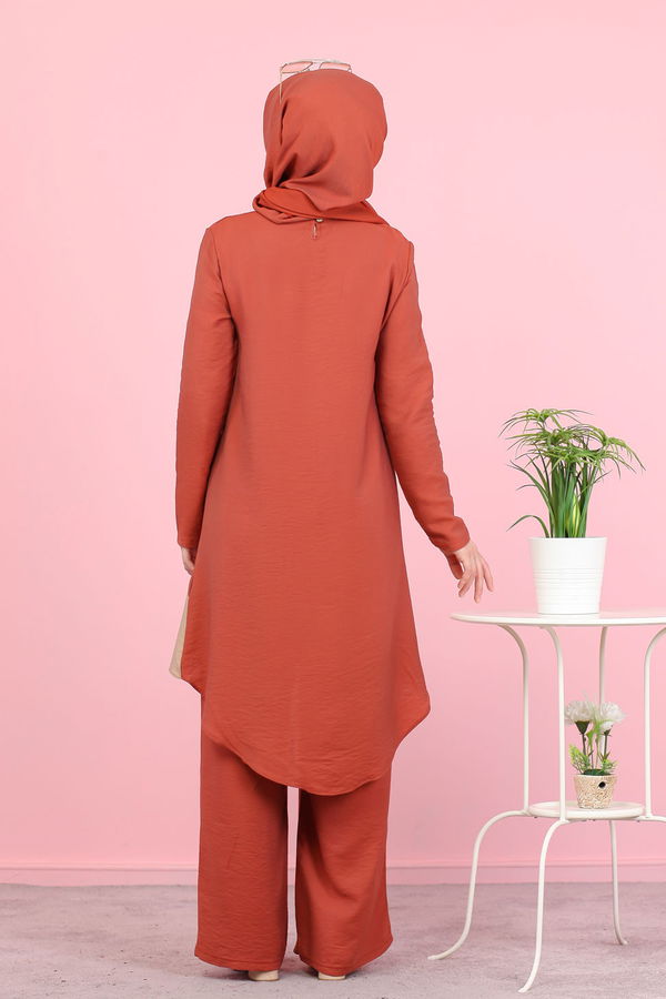 3043 TUNİK PANTOLON ŞAL Taba - 3043