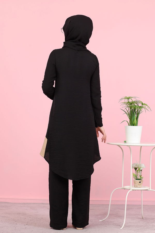 3043 TUNİK PANTOLON ŞAL Siyah - 3043