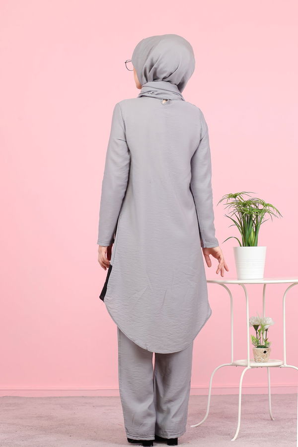 3043 TUNİK PANTOLON ŞAL Gri - 3043 GRİ