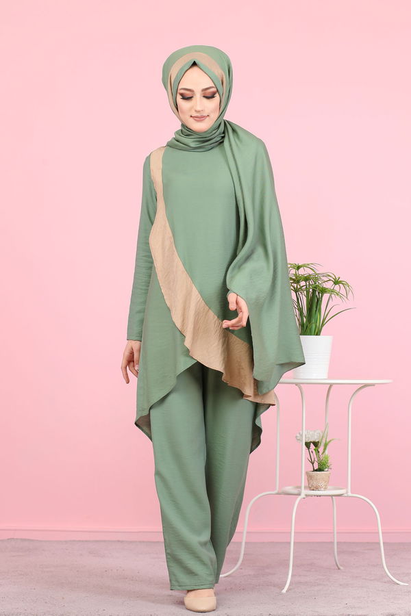 3043 TUNİK PANTOLON ŞAL Haki - 3043