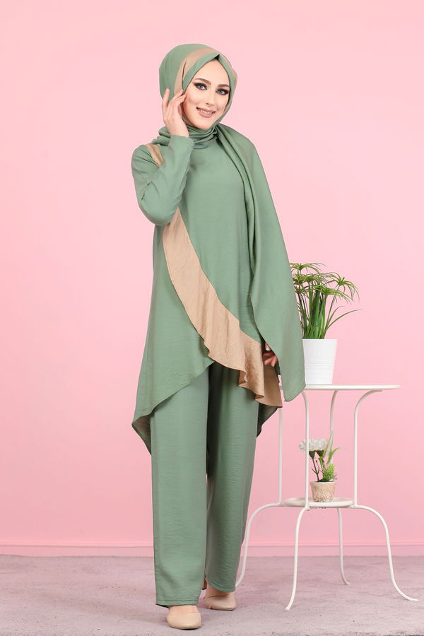 3043 TUNİK PANTOLON ŞAL Haki - 3043