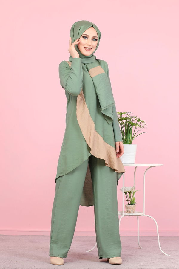 3043 TUNİK PANTOLON ŞAL Haki - 3043
